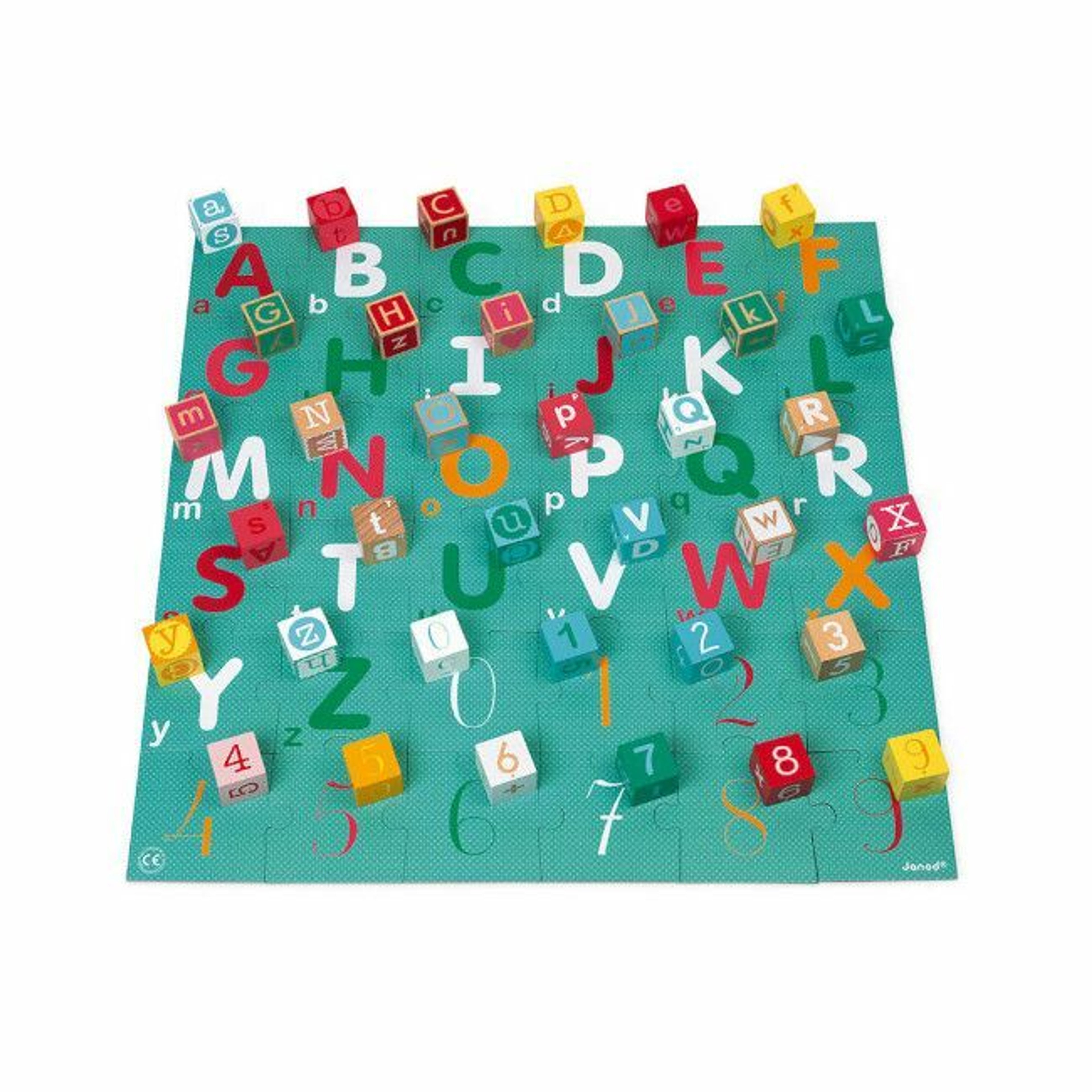 Janod 40 Kubix Blocks + Letters and Numbers Puzzle +3 Years J08307