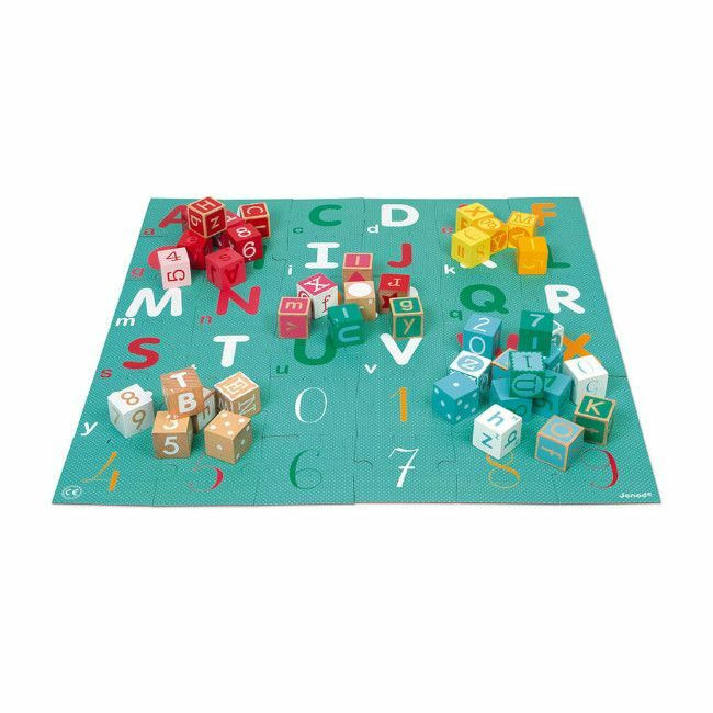 Janod 40 Cubos Kubix + Puzzle Letras e Números +3 Anos J08307