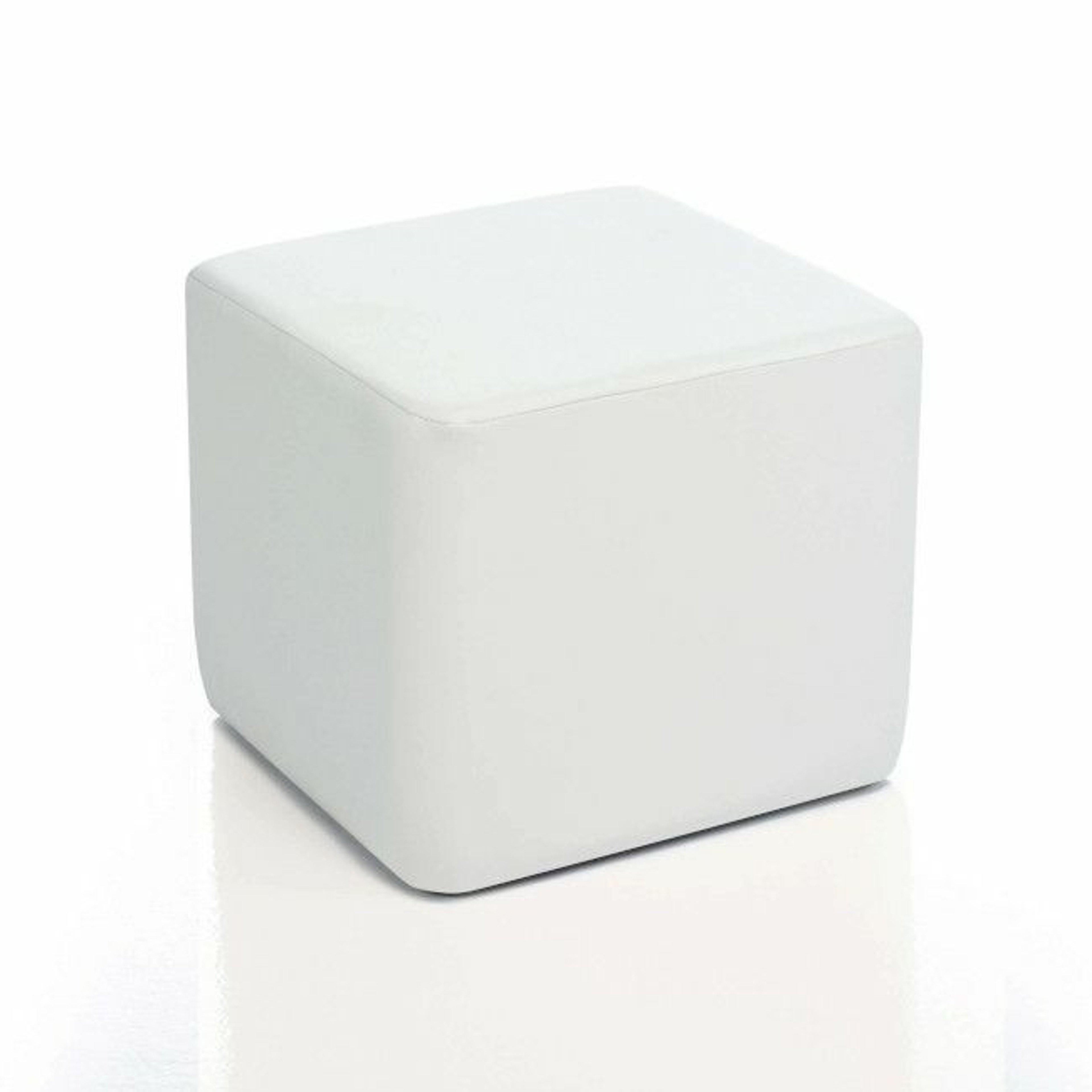 Alondra White Faux Leather Pouffe SP105P-P977