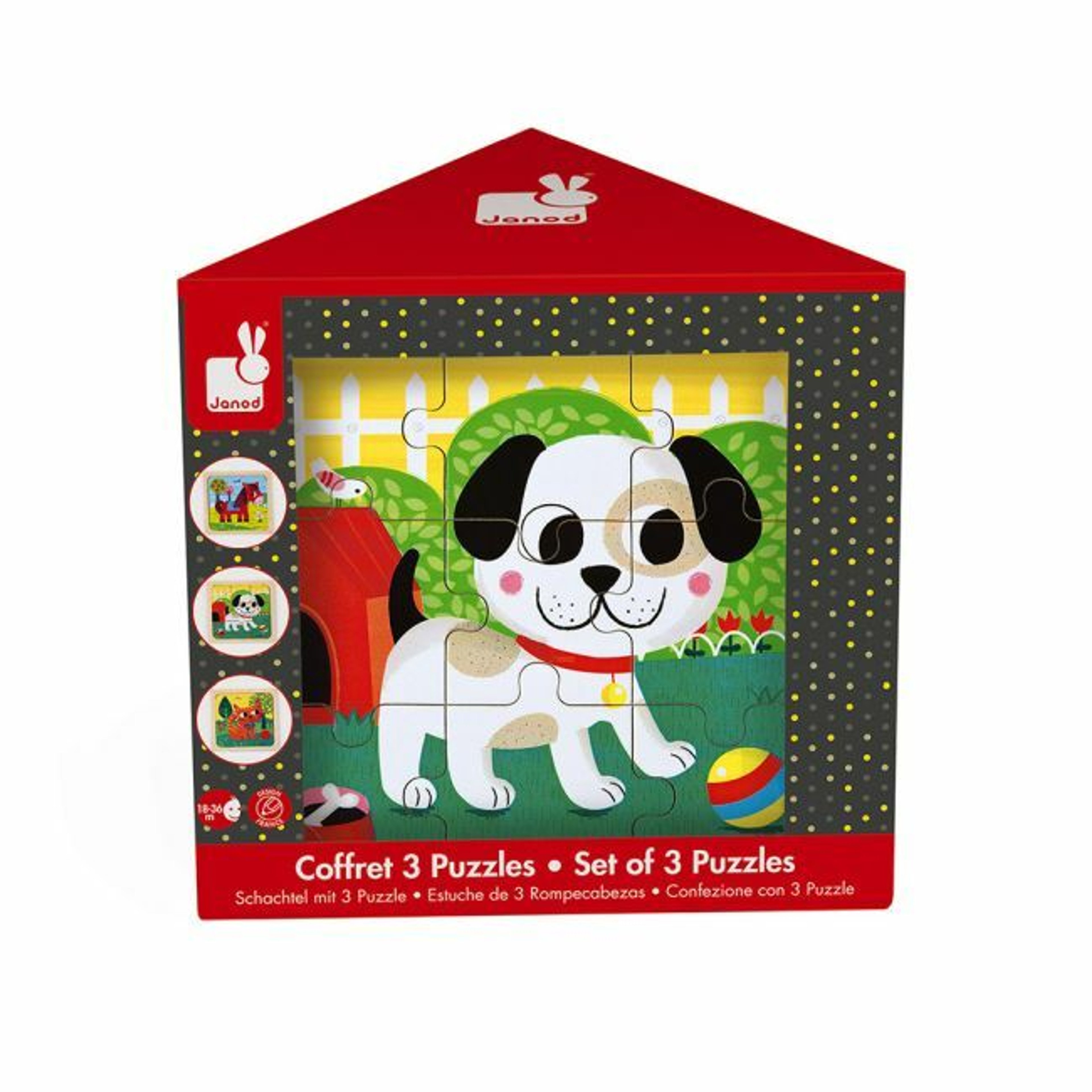 Janod Set of 3 Puzzles Titus Felix and Tornado +18M J07076