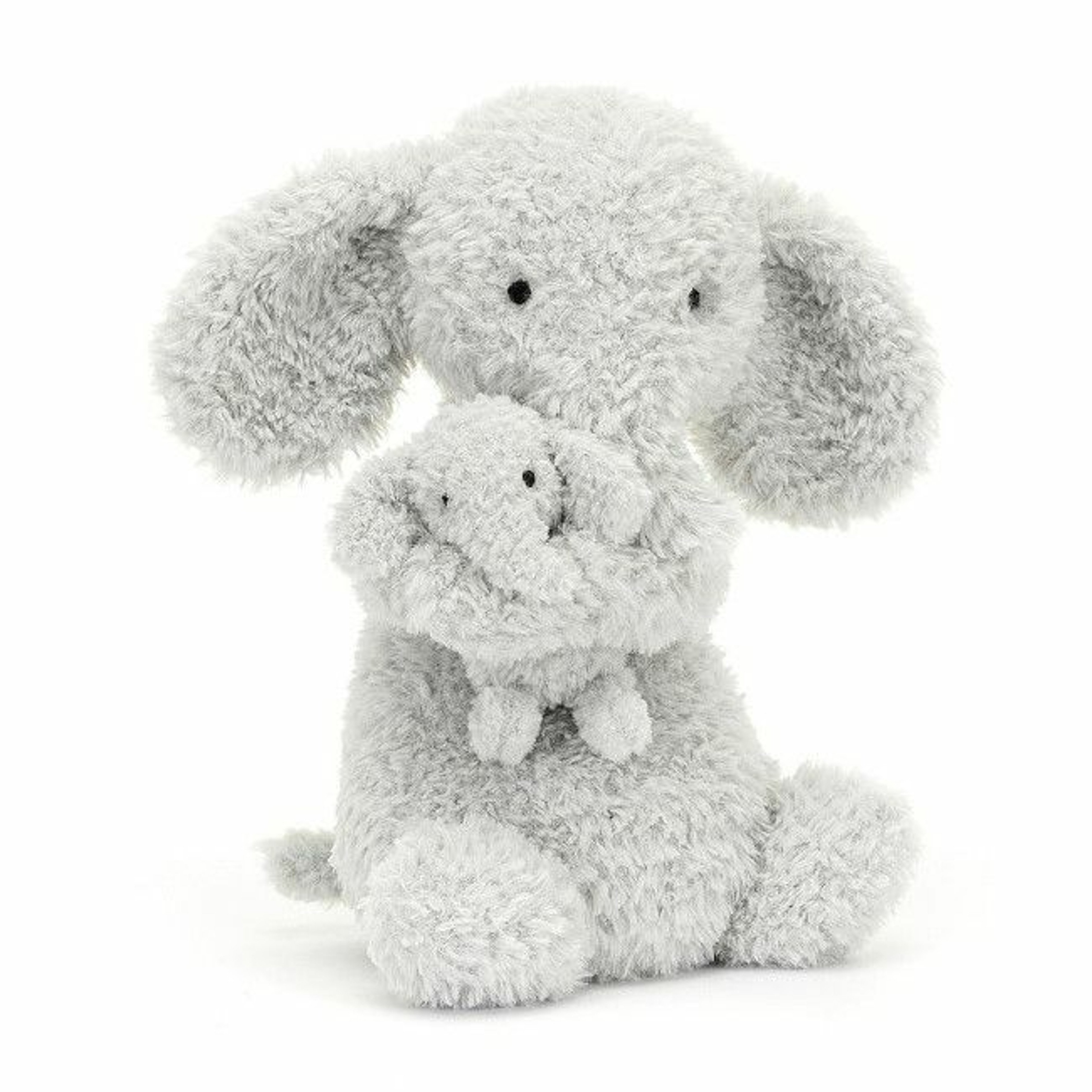 Jellycat Grey Elephant Mommy and Baby Soft Toy 26cm +0M HUD2EG
