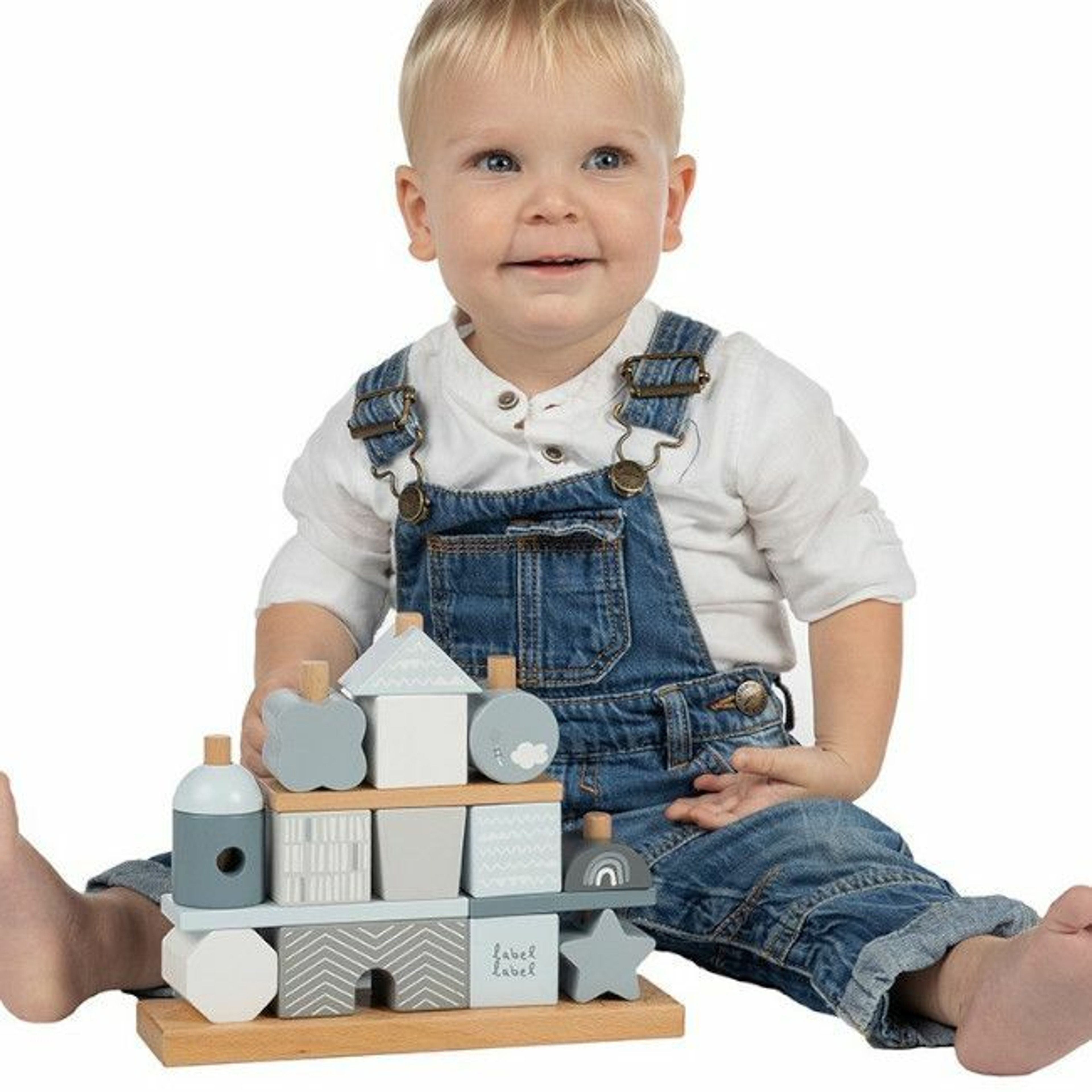Label Label Torre de Empilhar em Madeira Blue +18M LLWT-25095