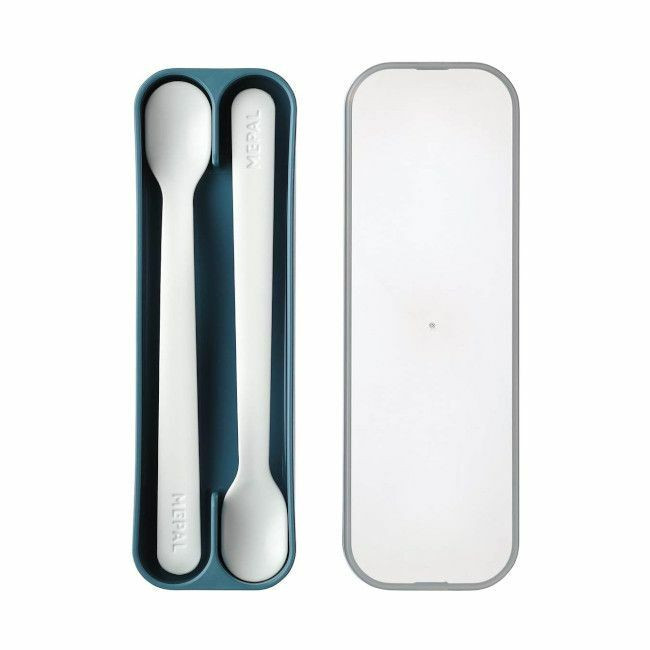 Little Dutch 2 Baby Spoons + Storage Case Deep Blue