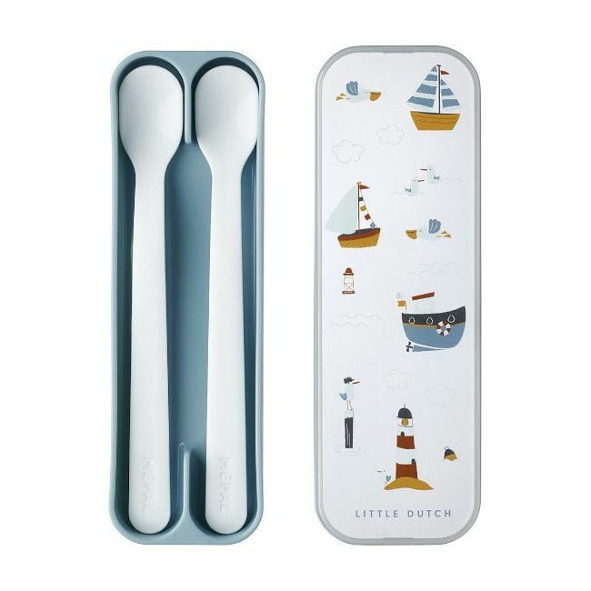 Little Dutch 2 Baby Spoons + Storage Case Sailors Bay 108032065244