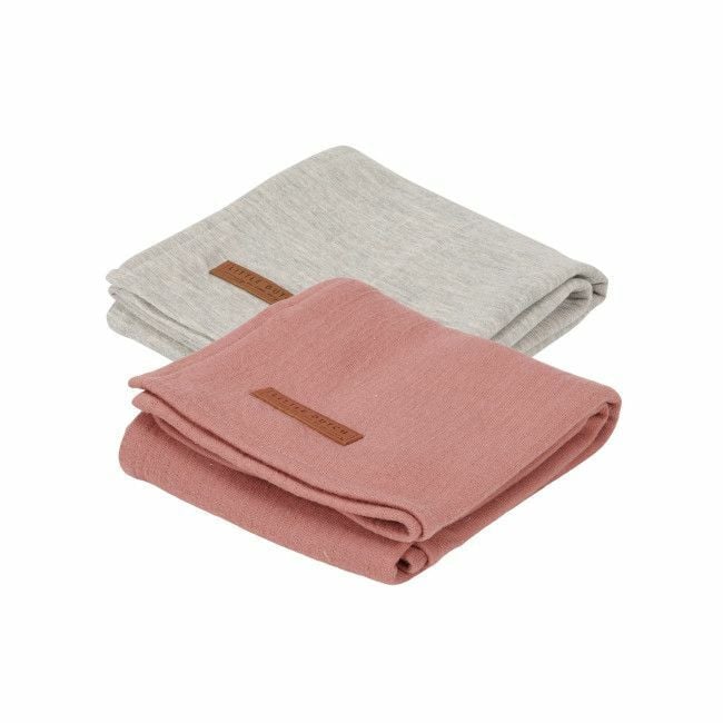 Little Dutch 2 Muslin Cloths 70x70 Pure Grey/Pink Blush TE50330135
