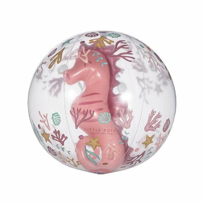 Little Dutch 3D Inflatable Beach Ball Ocean Dreams Pink +2 Years 2012397