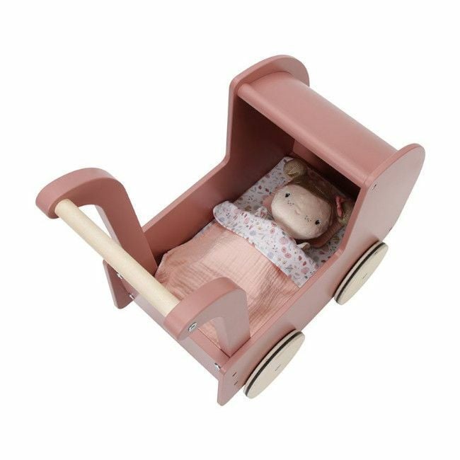 Little Dutch Wooden Cart with Doll Pink +18M LD7108