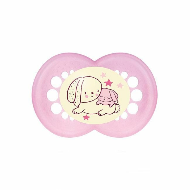 MAM 2 Chupetas Night Látex Coelho Rosa +16M S132