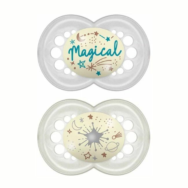 MAM 2 Original Night Latex Soothers Astro White +6M S168
