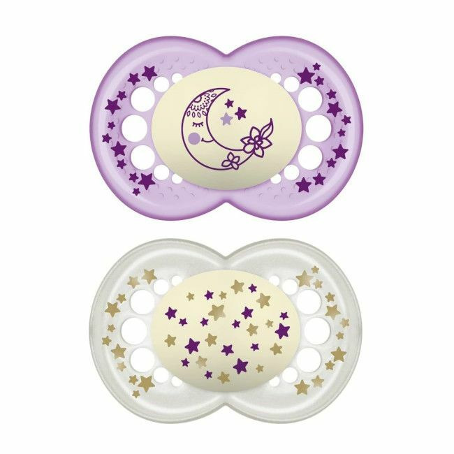 MAM 2 Original Night Silicone Soothers Astro Purple +16M S173