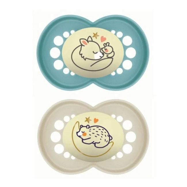 MAM 2 Original Pure Night Silicone Soothers Blue +6M S322