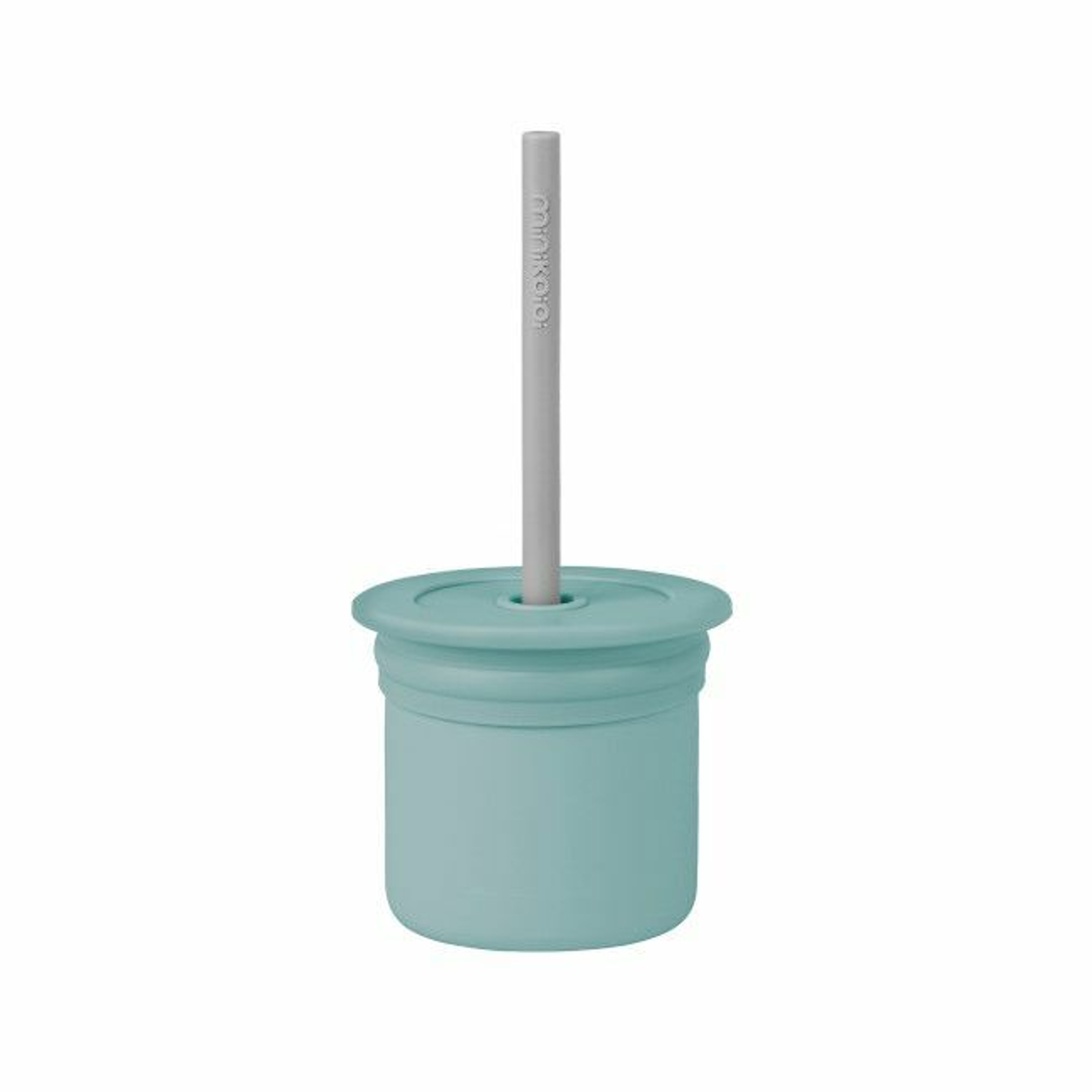 MinikOiOi Sip+Snack Straw Cup Aqua Green/Powder Grey