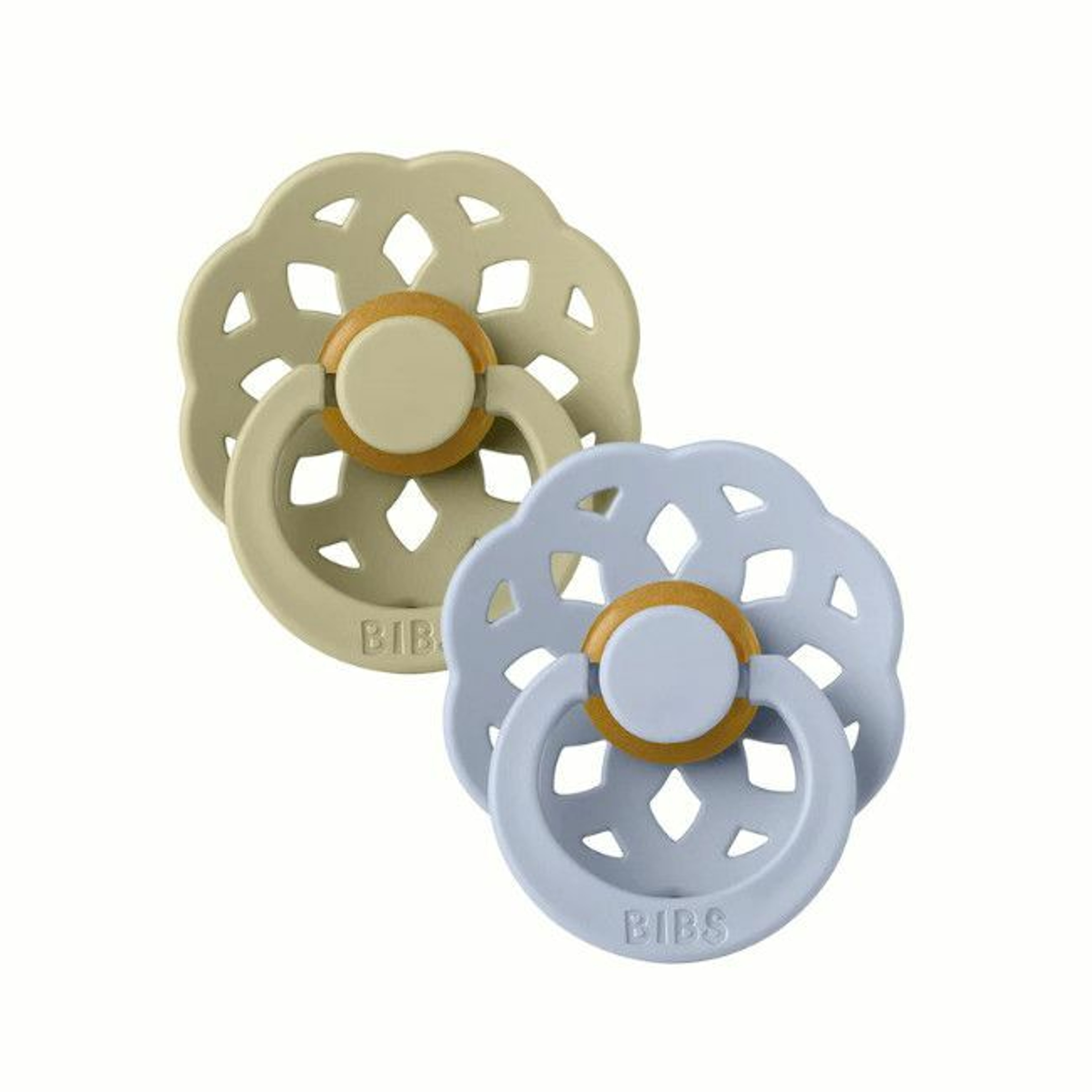 BIBS 2 Chupetas Boheme Látex Redonda Khaki/Dusty Blue 0-6M