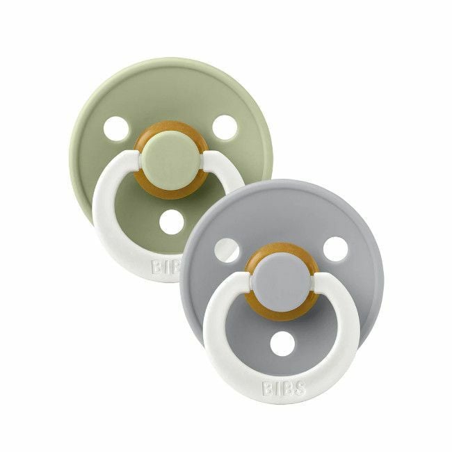 BIBS 2 Chupetas Colour Glow Látex Redonda Sage/Cloud 0-6M