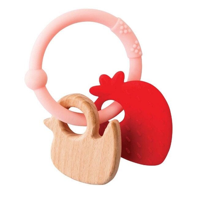 Nattou Rattle Teether Silicone Strawberry 11879606
