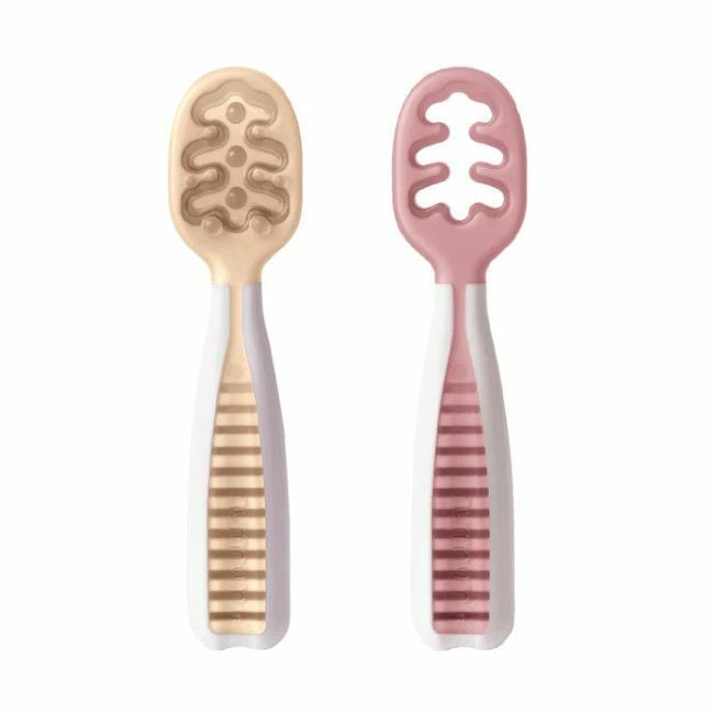NumNum 2 Pre-Spoons GOOtensils Beige & Dusty Mauve NUM500