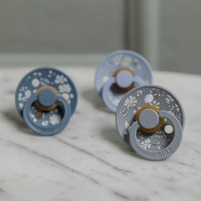 BIBS 2 Chupetas Colour Látex Redonda Capel Dusty Blue/Petrol 0-6M