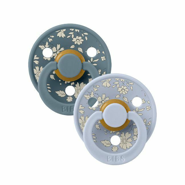 BIBS 2 Chupetas Colour Látex Redonda Capel Dusty Blue/Petrol 0-6M