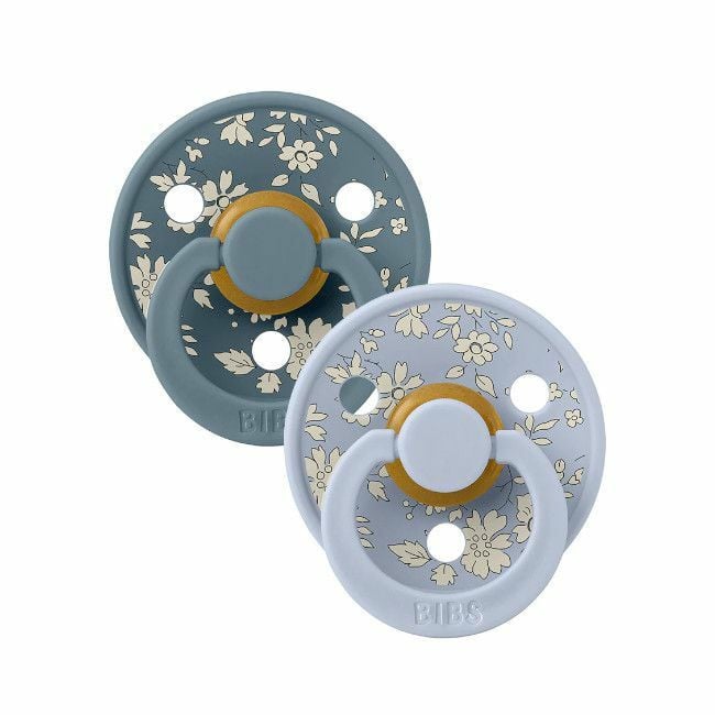 BIBS 2 Chupetas Colour Látex Redonda Capel Dusty Blue/Petrol 6-18M