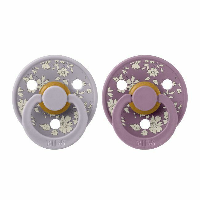BIBS 2 Colour Round Latex Dummies Capel Fossil Grey/Mauve 6-18M