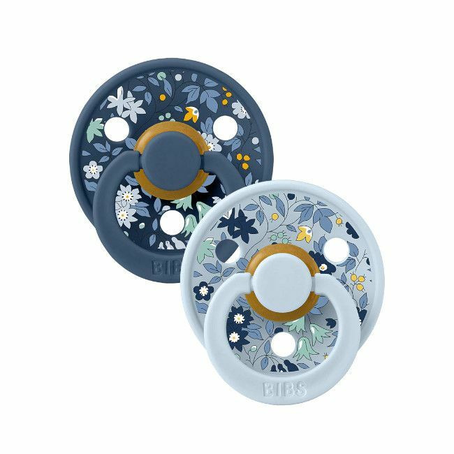 BIBS 2 Chupetas Colour Látex Redonda Chamomile Baby Blue/Steel Blue 0-6M