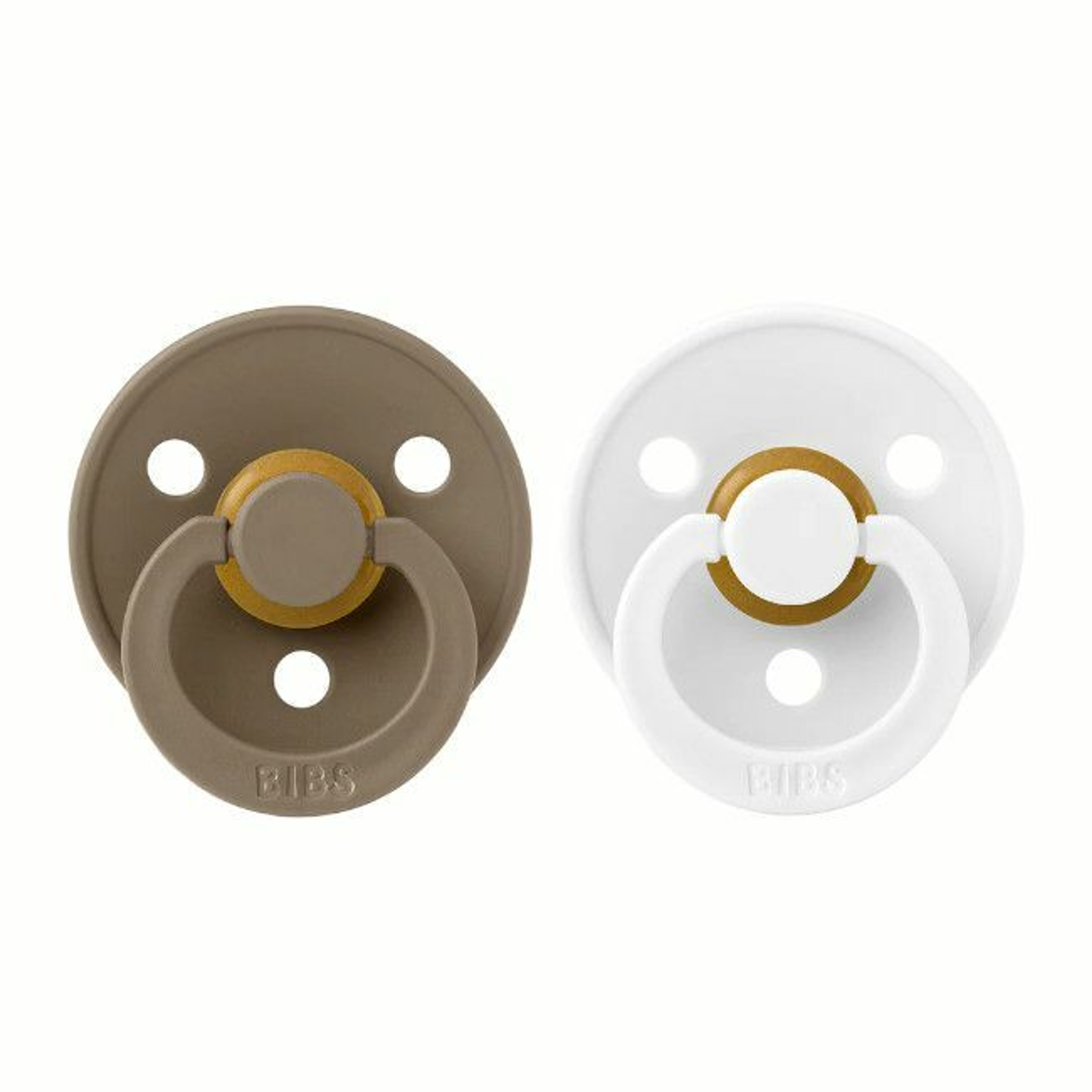 BIBS 2 Colour Round Latex Dummies Dark Oak/White 0-6M