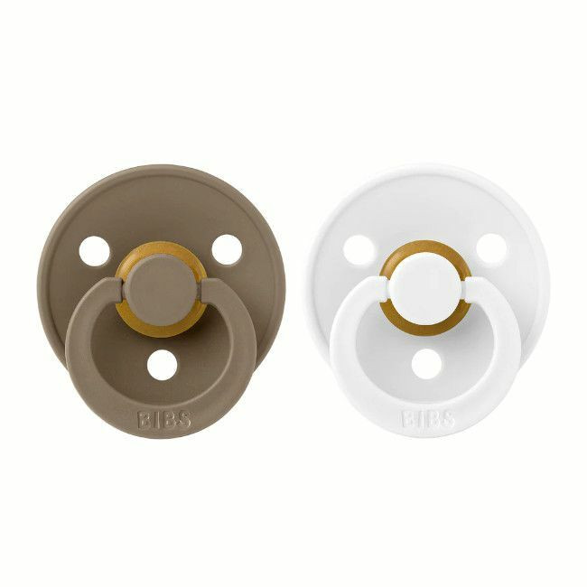 BIBS 2 Colour Round Latex Dummies Dark Oak/White 0-6M