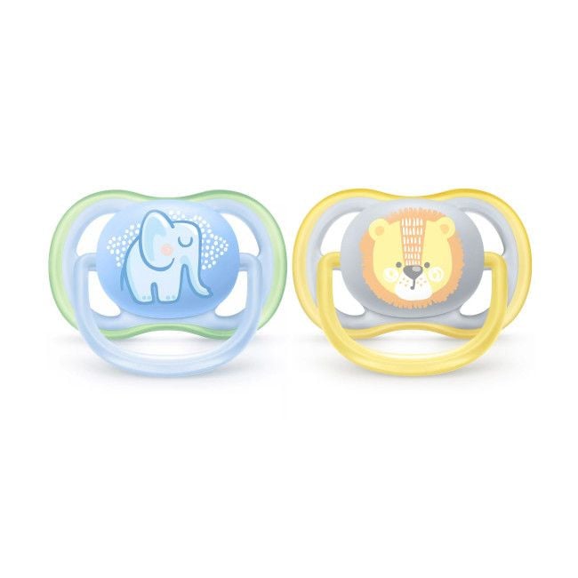 Philips AVENT 2 Ultra Air Deco Soothers Blue/Yellow 0-6M SCF085/01