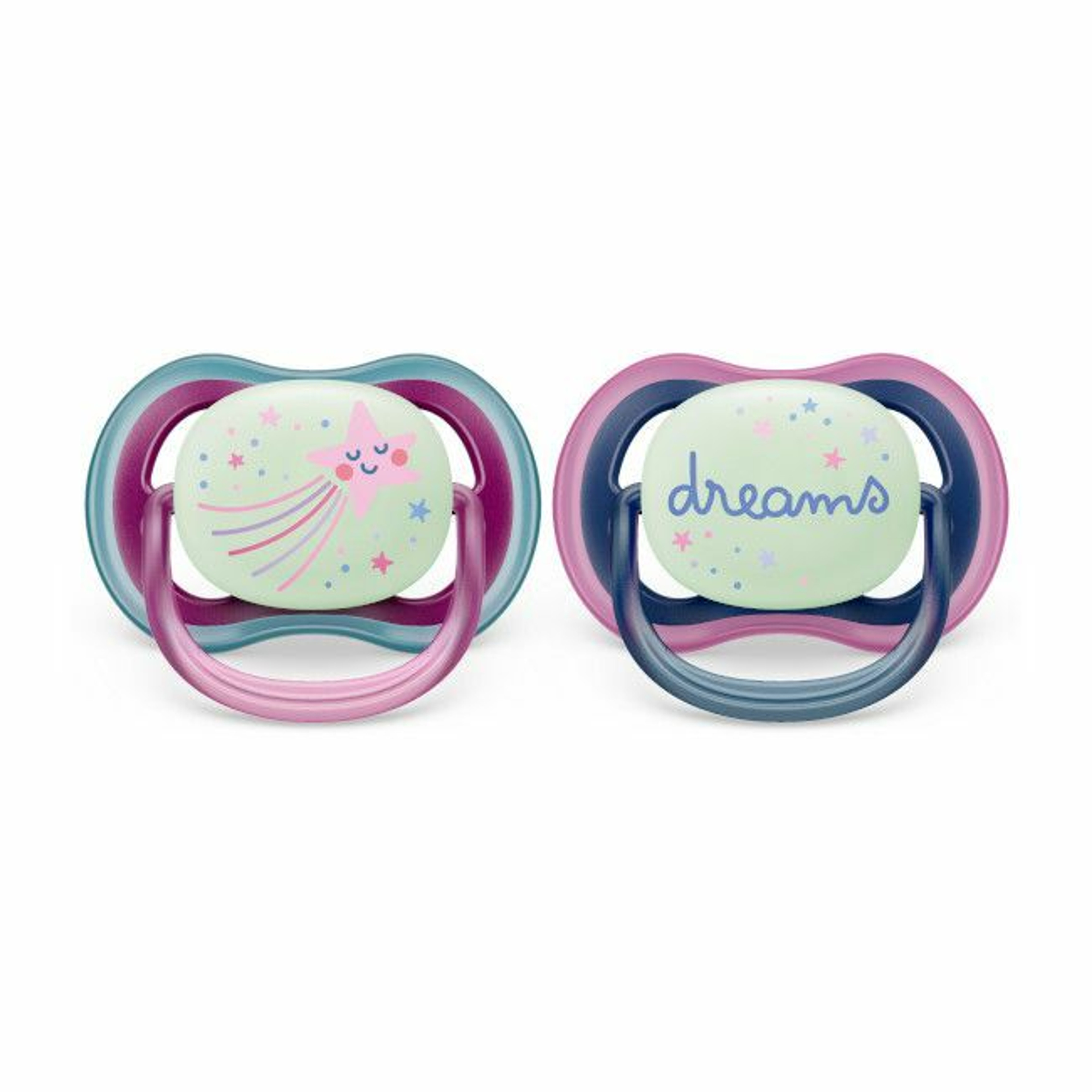 Philips AVENT 2 Ultra Air Night Soothers Pink Dreams 6-18M SCF376/14