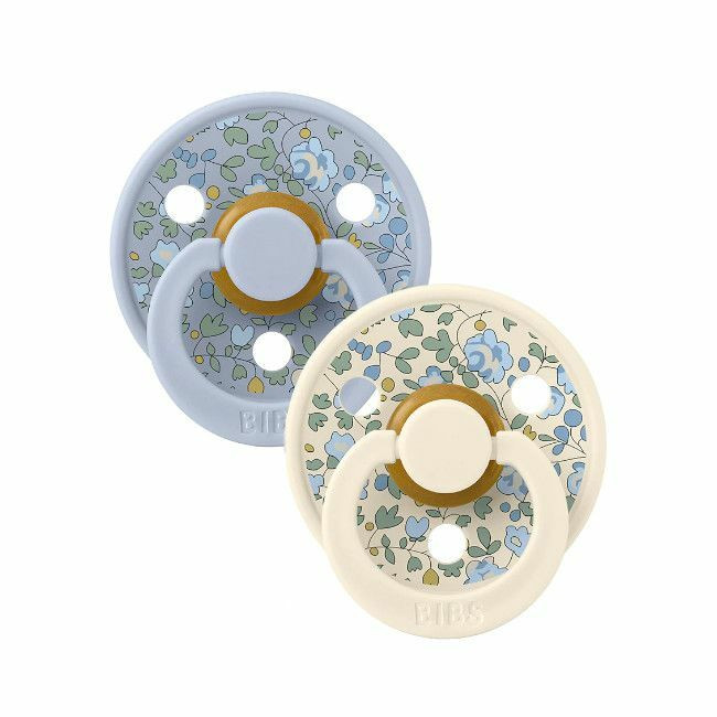 BIBS 2 Chupetas Colour Látex Redonda Eloise Dusty Blue/Sky Blue 0-6M