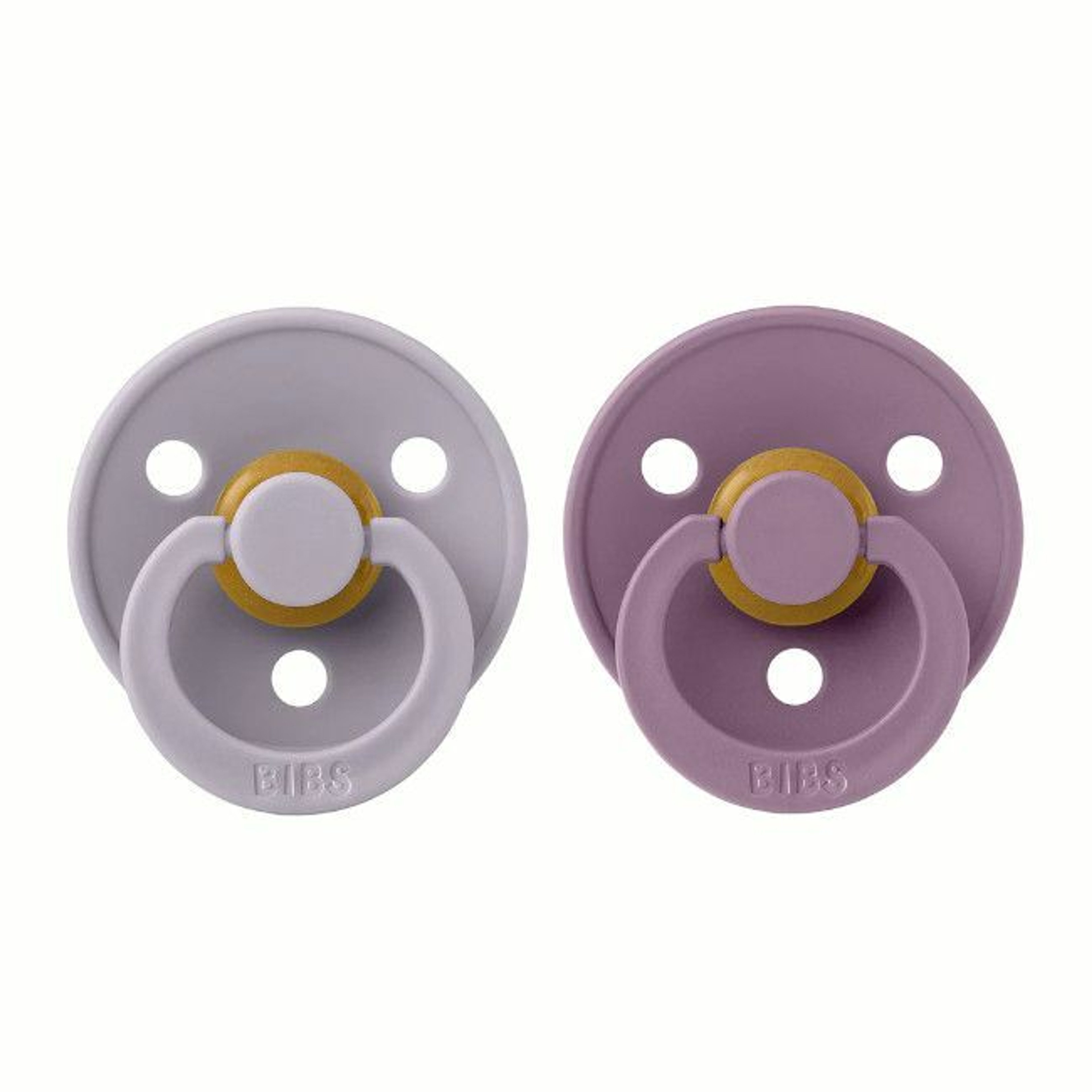 BIBS 2 Colour Round Latex Dummies Fossil Grey/Mauve 0-6M