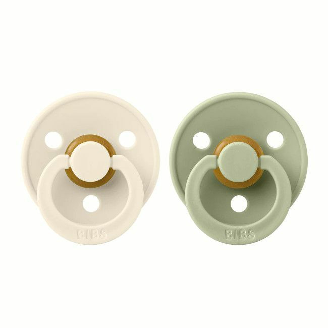 BIBS 2 Colour Round Latex Dummies Ivory/Sage 0-6M