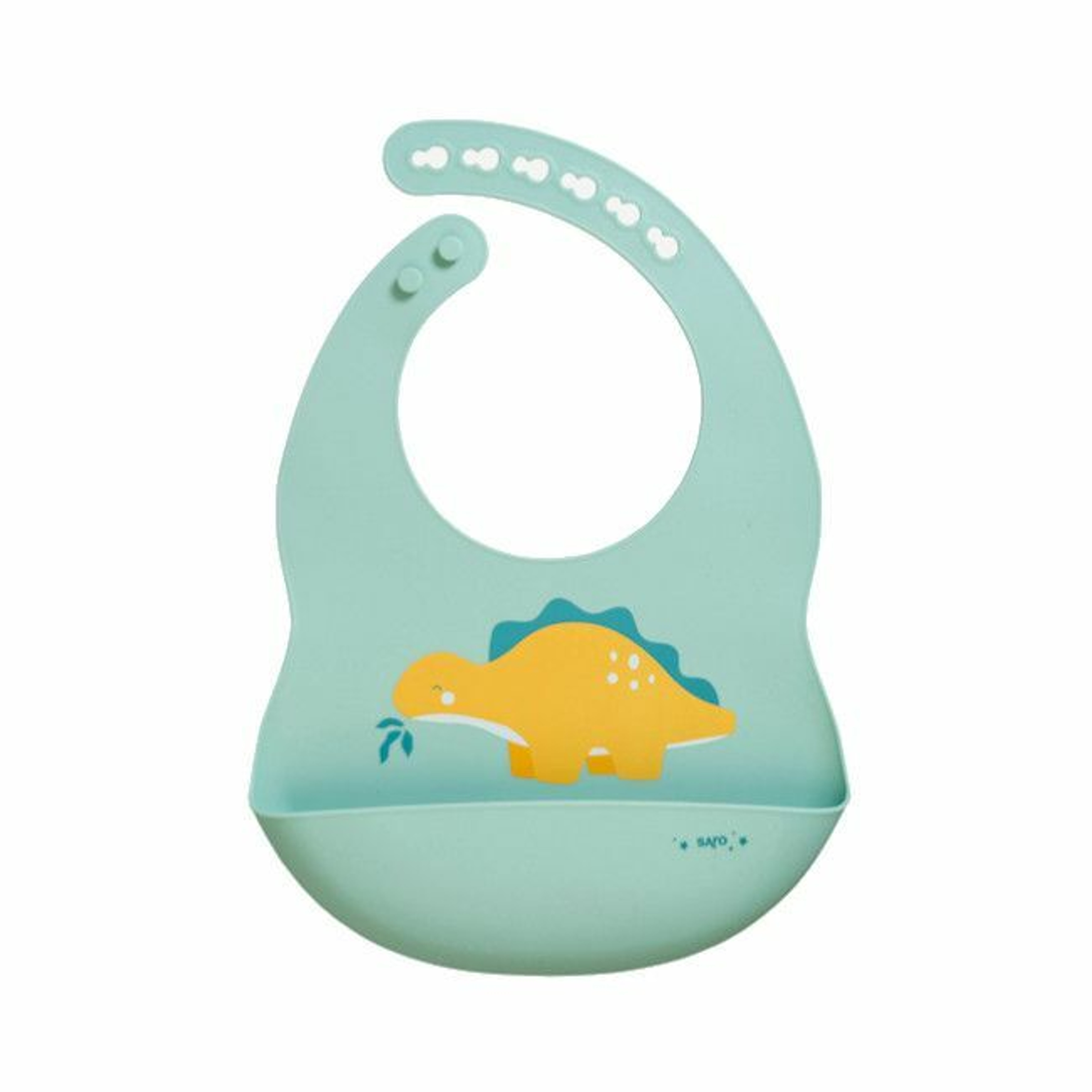 Saro Party Happy Dinos Mint Silicone Pocket Bib 16623