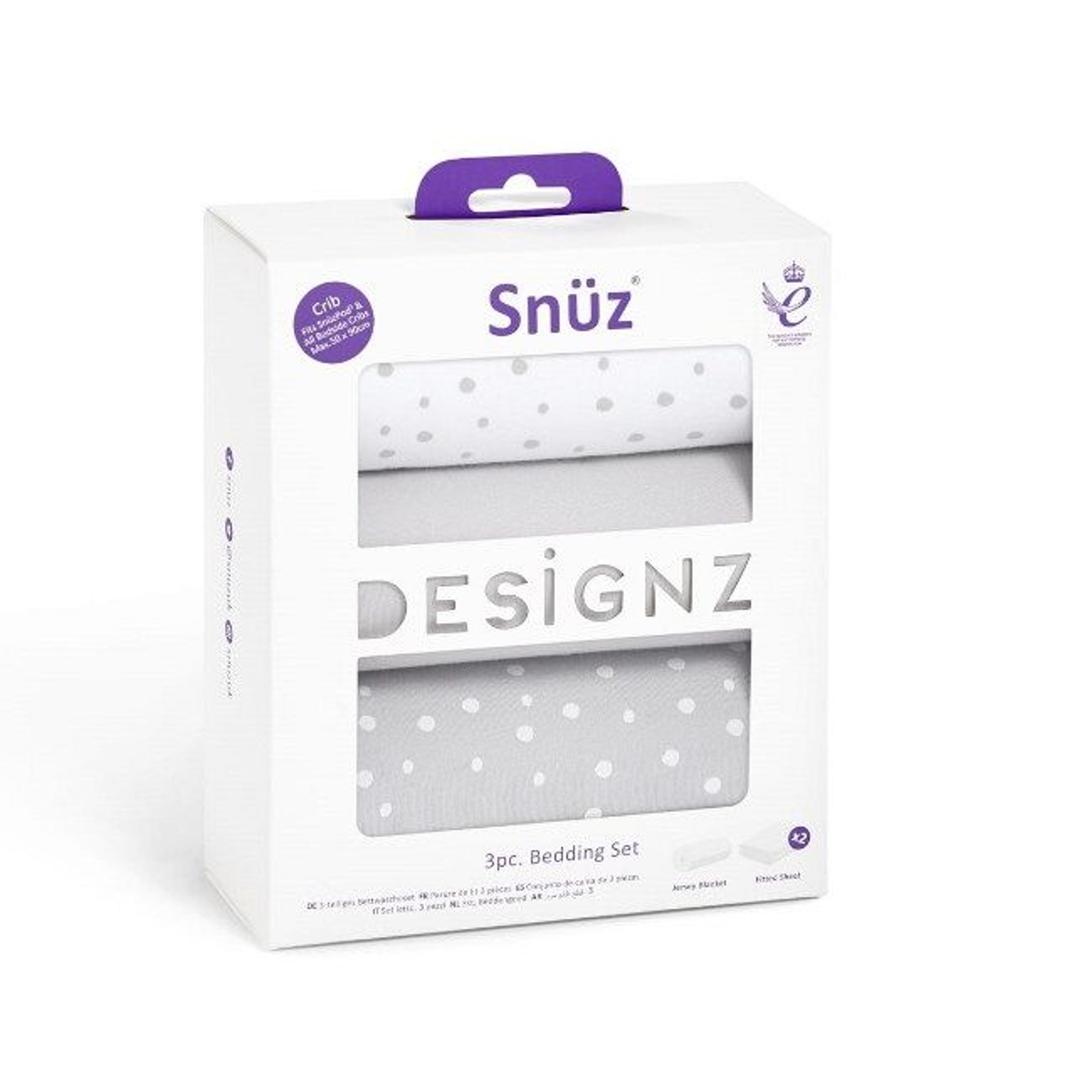 Snüz 2 Lençóis Ajustáveis + Cobertor Berço Grey Spots BD028AG