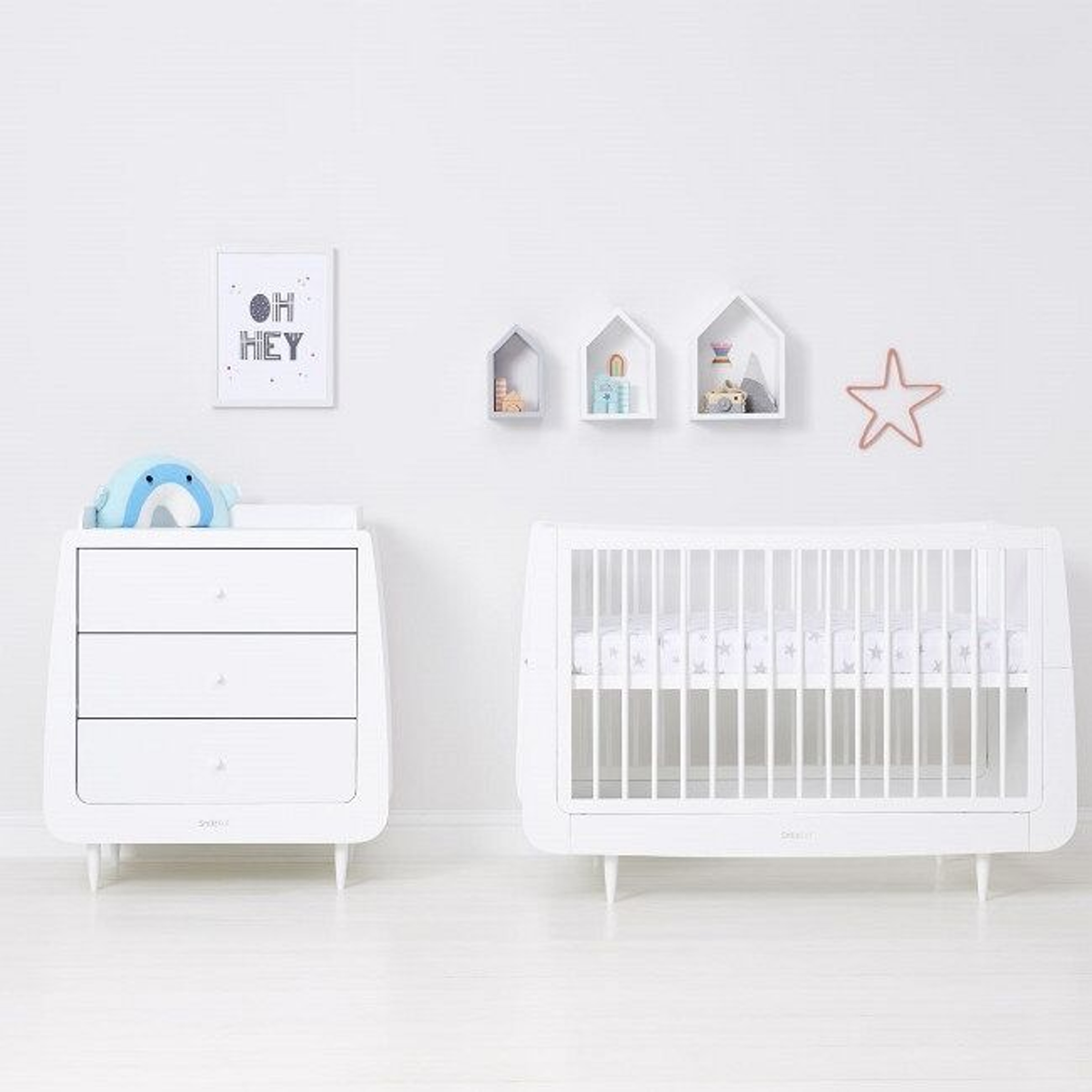 Snüz 2 Lençóis Ajustáveis Cama de Grades Grey Stars BD028CB