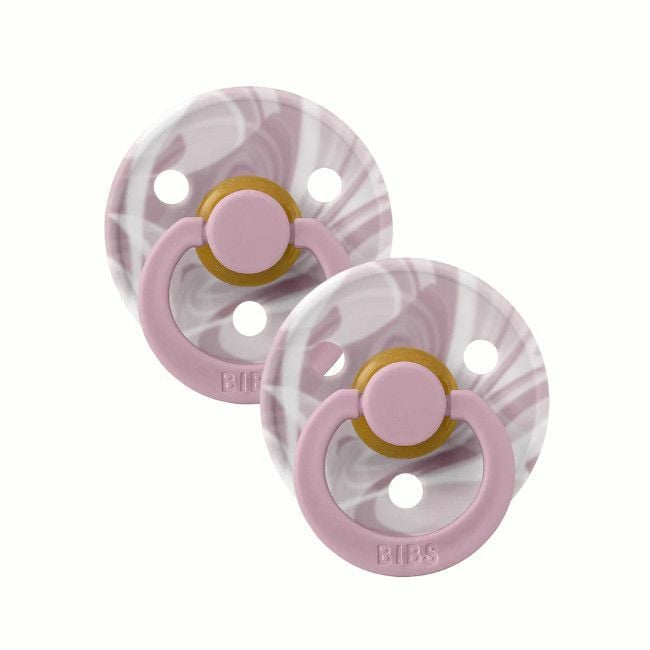 BIBS 2 Chupetas Colour Tie Dye Látex Redonda Heather White 6-18M