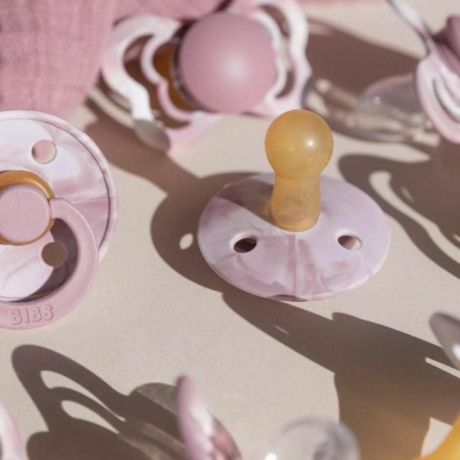 BIBS 2 Chupetas Colour Tie Dye Látex Redonda Heather White 6-18M