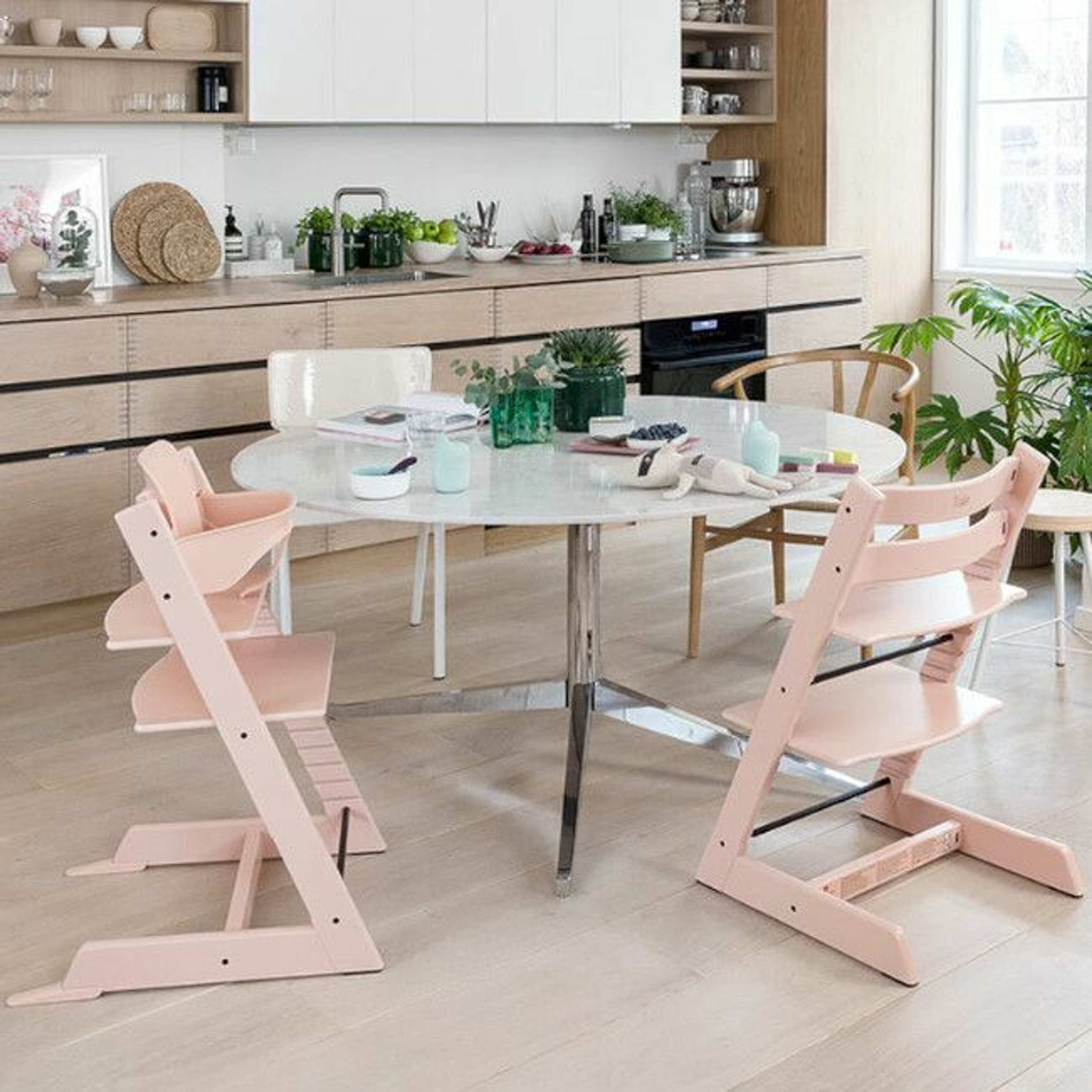 Stokke Cadeira de Papa Tripp Trapp Madeira de Faia Serene Pink 100134