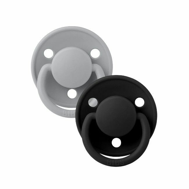BIBS 2 De Lux Round Silicone Dummies Cloud/Black 0-3Y