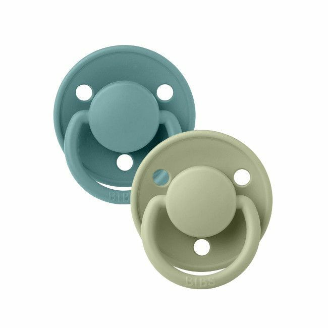 BIBS 2 De Lux Round Silicone Dummies Island Sea/Sage 0-3Y