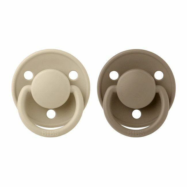BIBS 2 De Lux Round Silicone Dummies Vanilla/Dark Oak 0-3Y