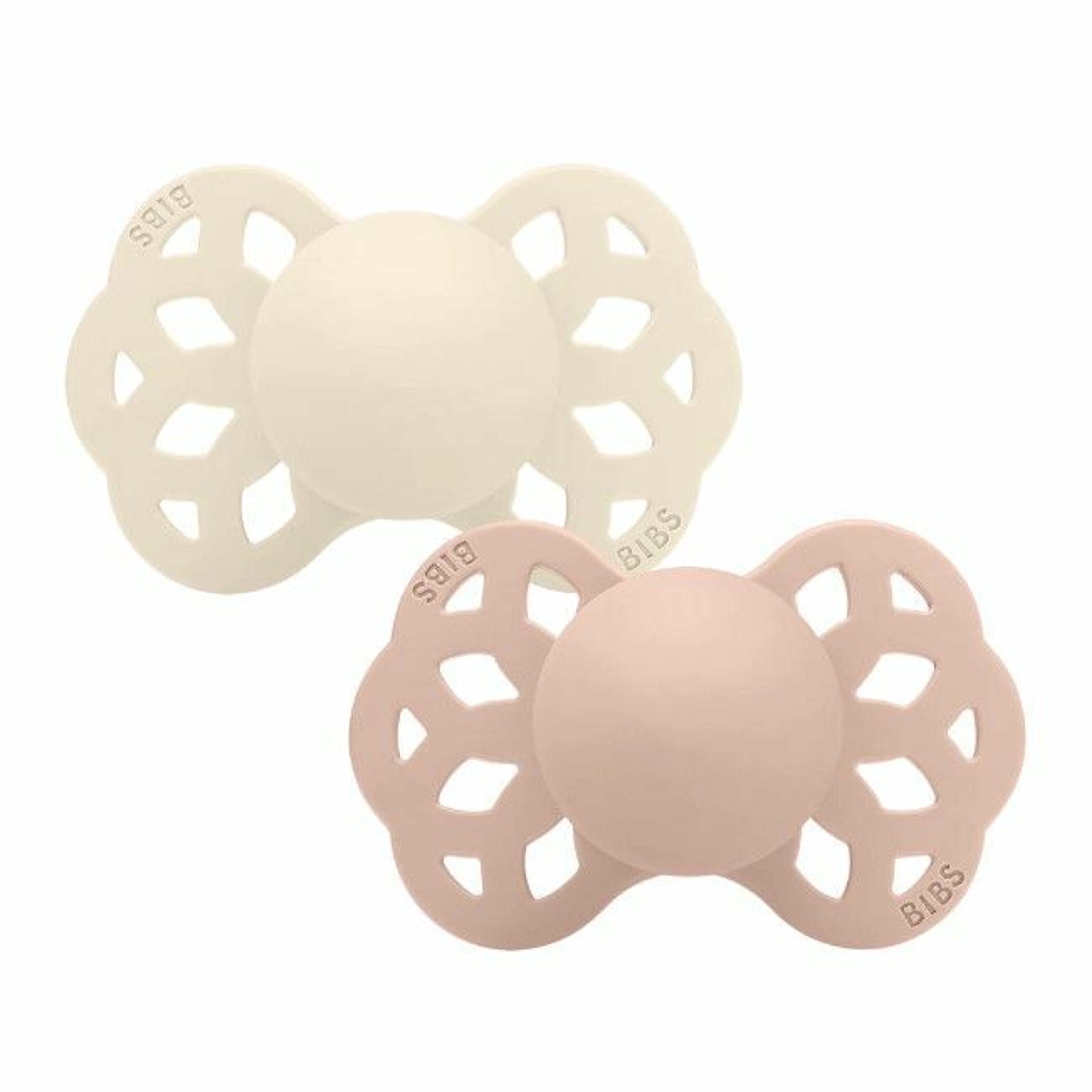 BIBS 2 Infinity Anatomical Silicone Dummies Ivory/Blush 6-18M
