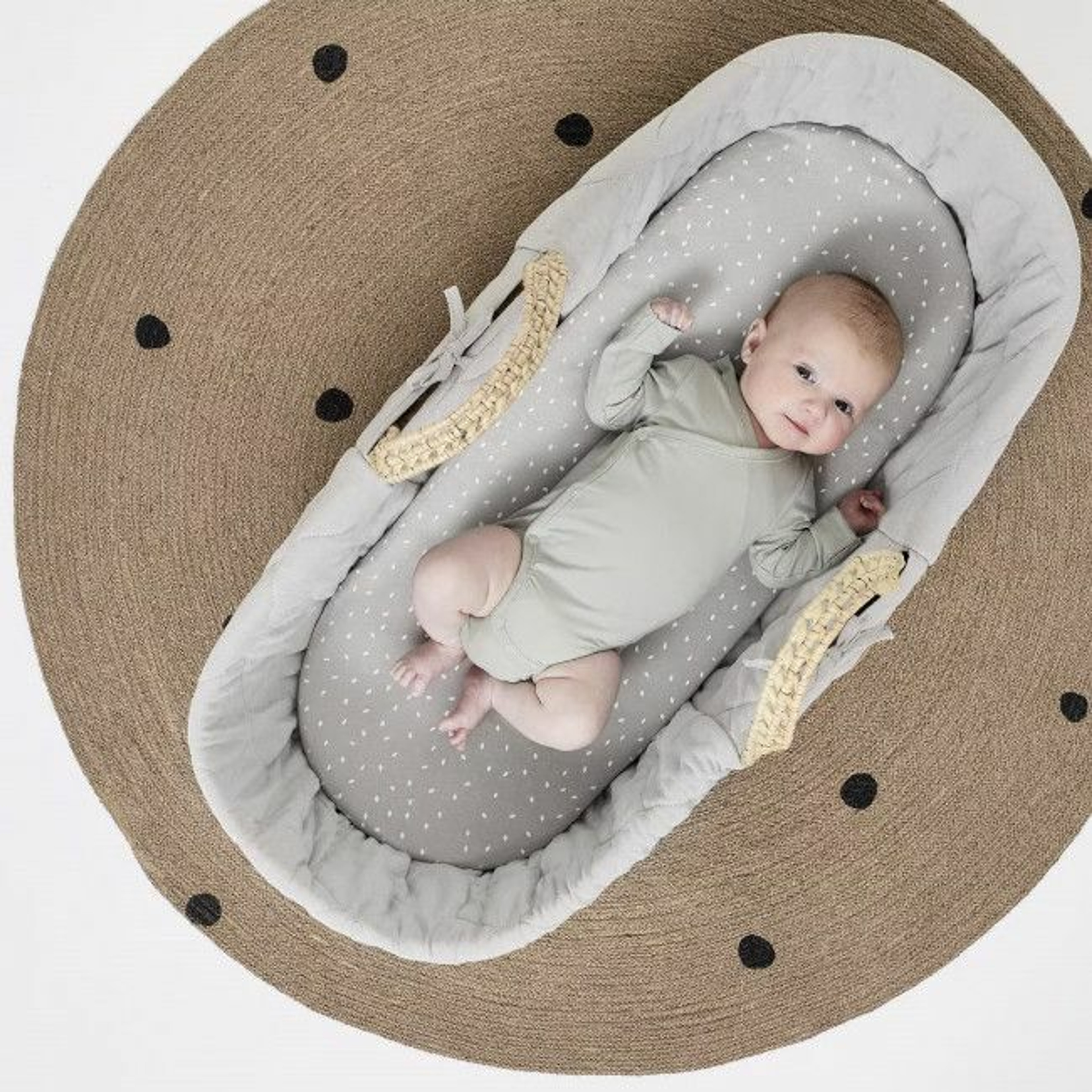 The Little Green Sheep Alcofa Moisés + Suporte Algodão Dove FNB010F