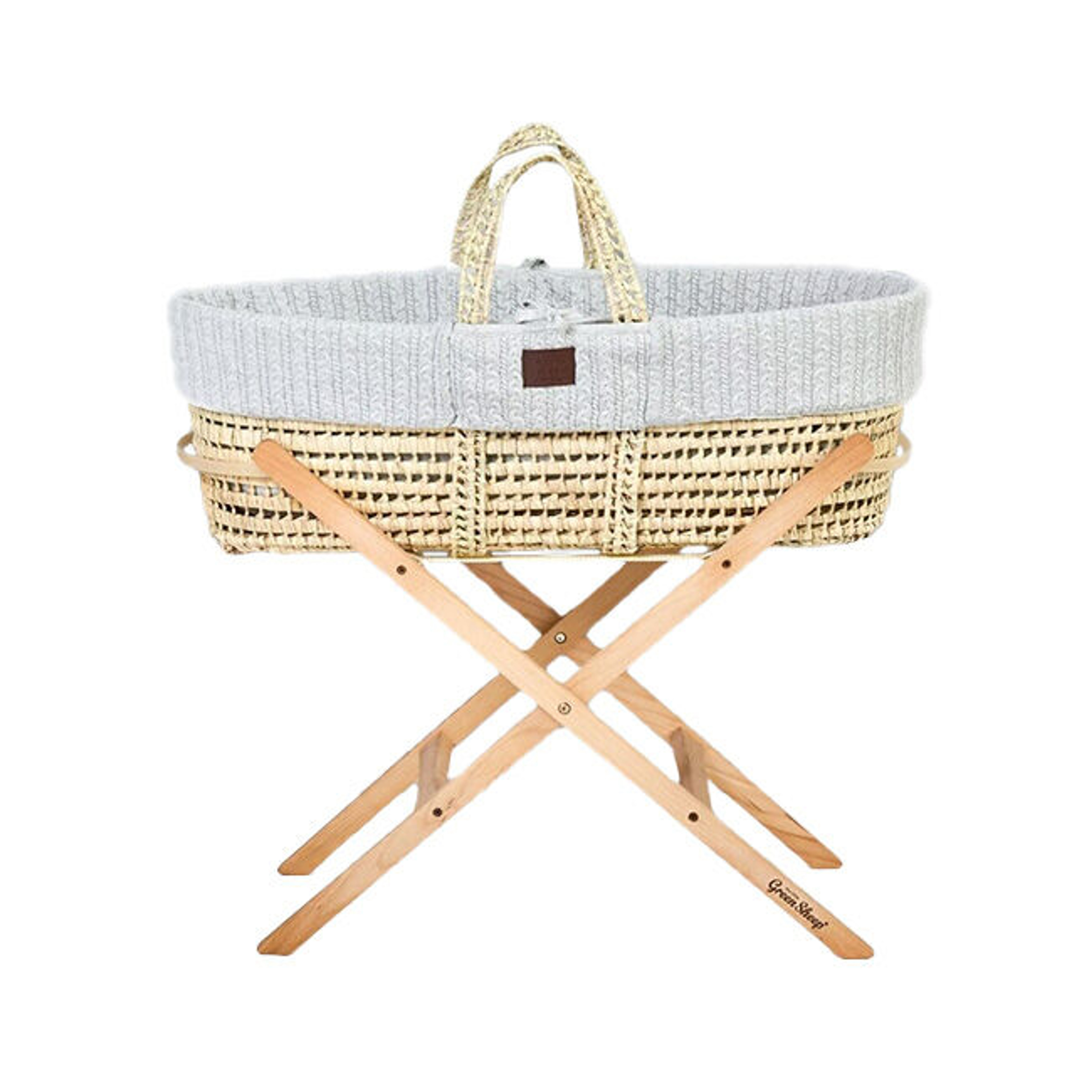 The Little Green Sheep Moses Basket + Mesh Stand Dove FNB010B