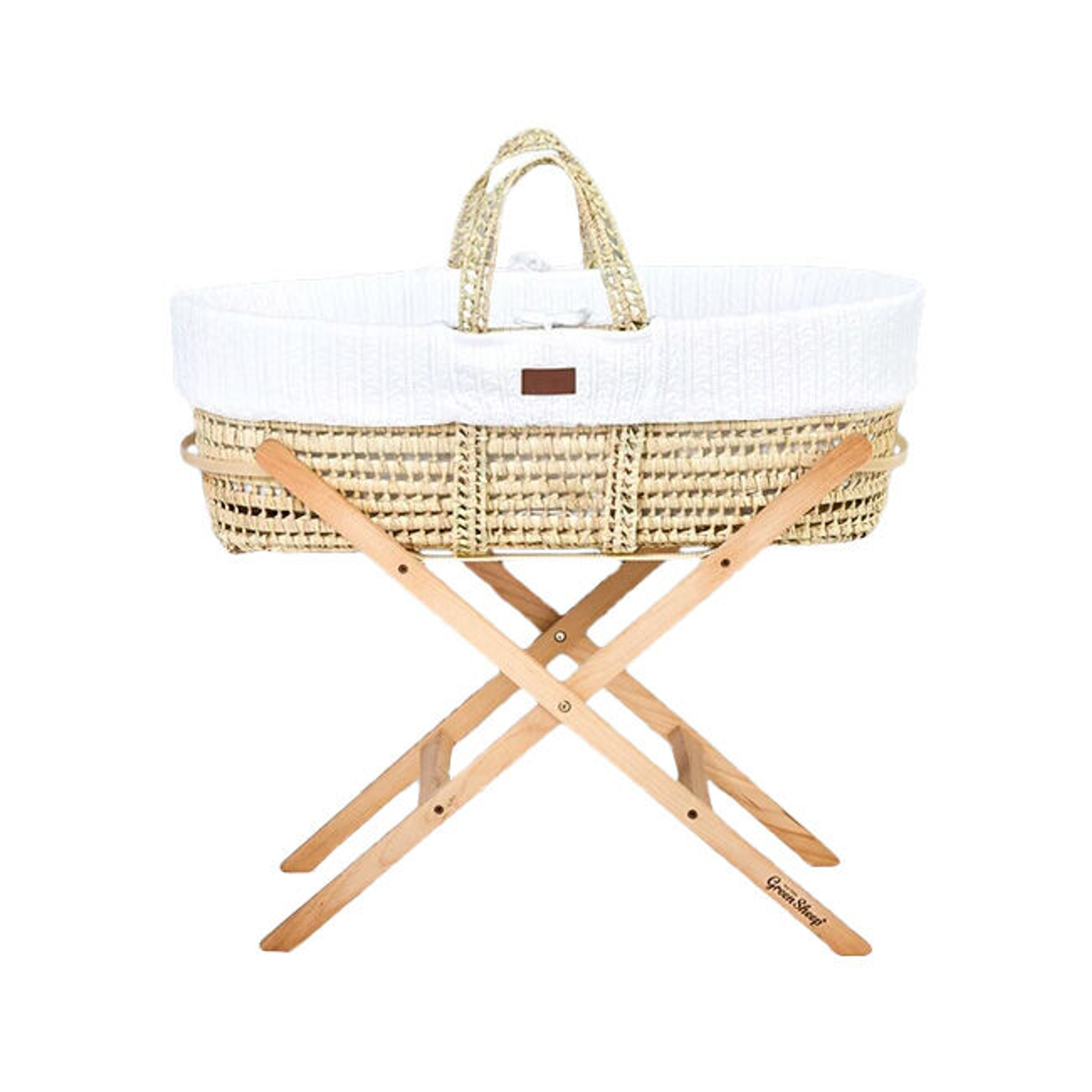 The Little Green Sheep Moses Basket + Mesh Stand White FNB010E