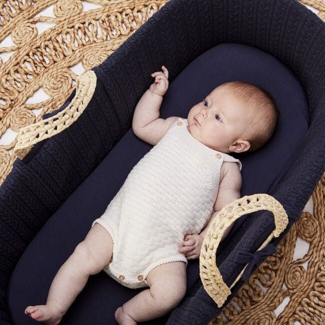 The Little Green Sheep Lençol Ajustável Alcofa Moisés Midnight BD003AD