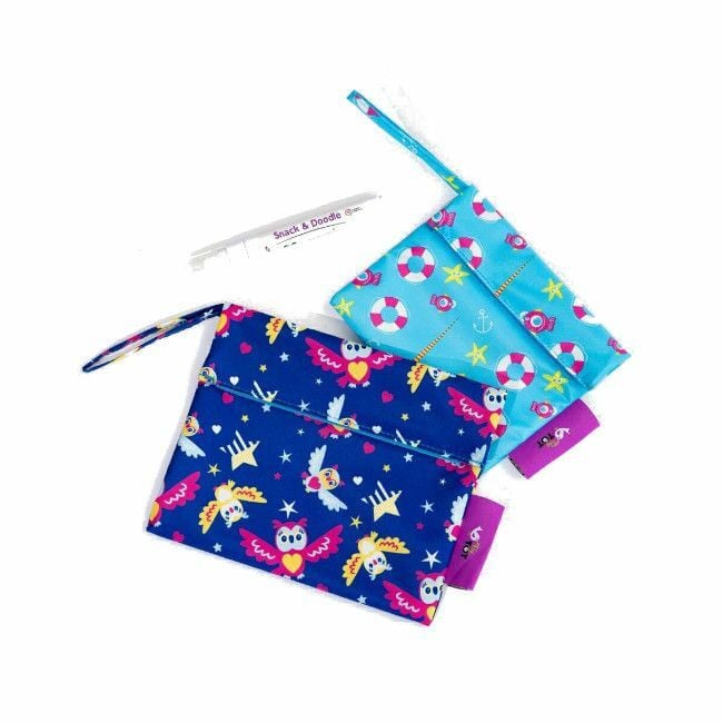 Tidy Tot Reusable Snack & Doodle Pouches Seaside/Owls SNDOW