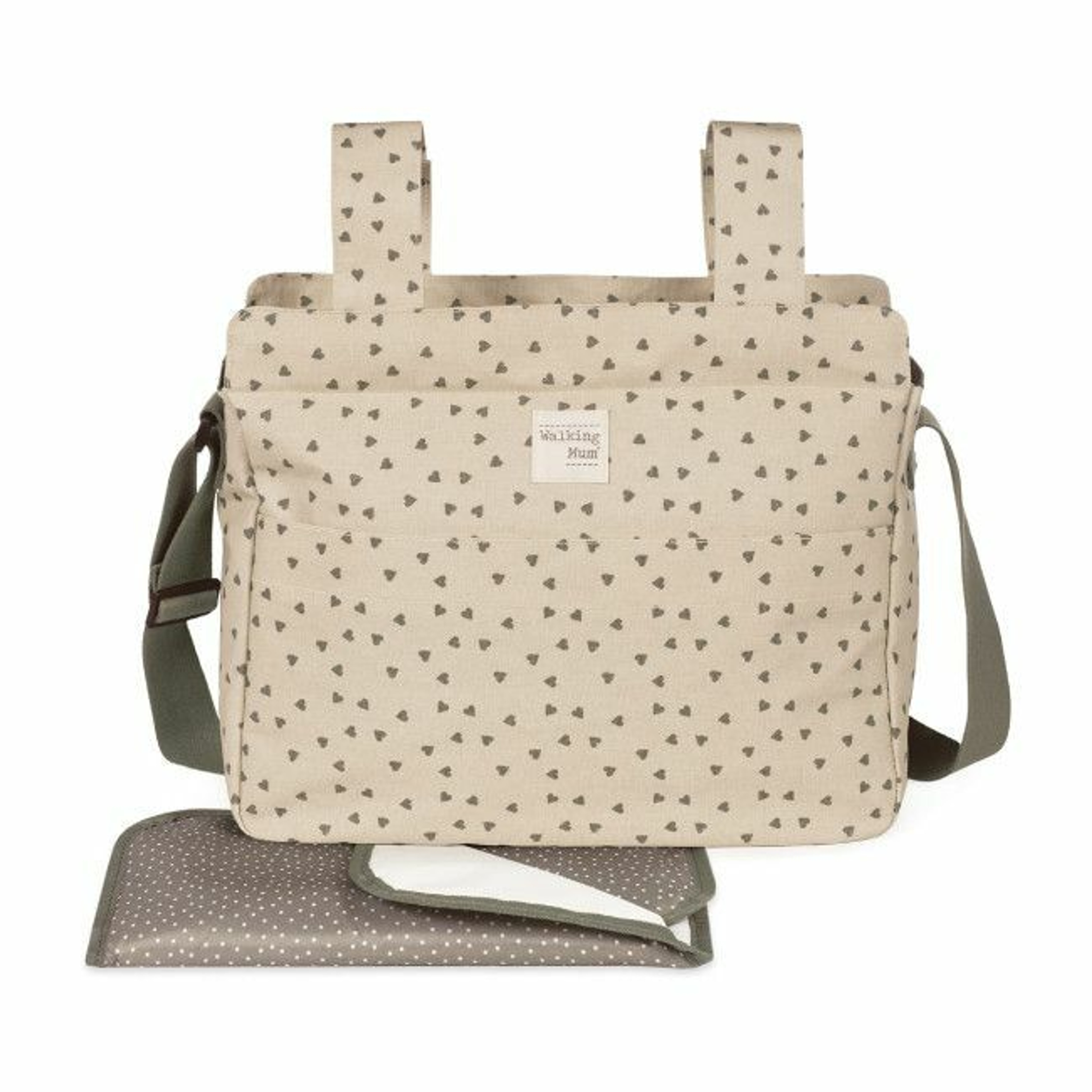 Walking Mum Stroller Bag Poppy Hearts Moss 1120800320