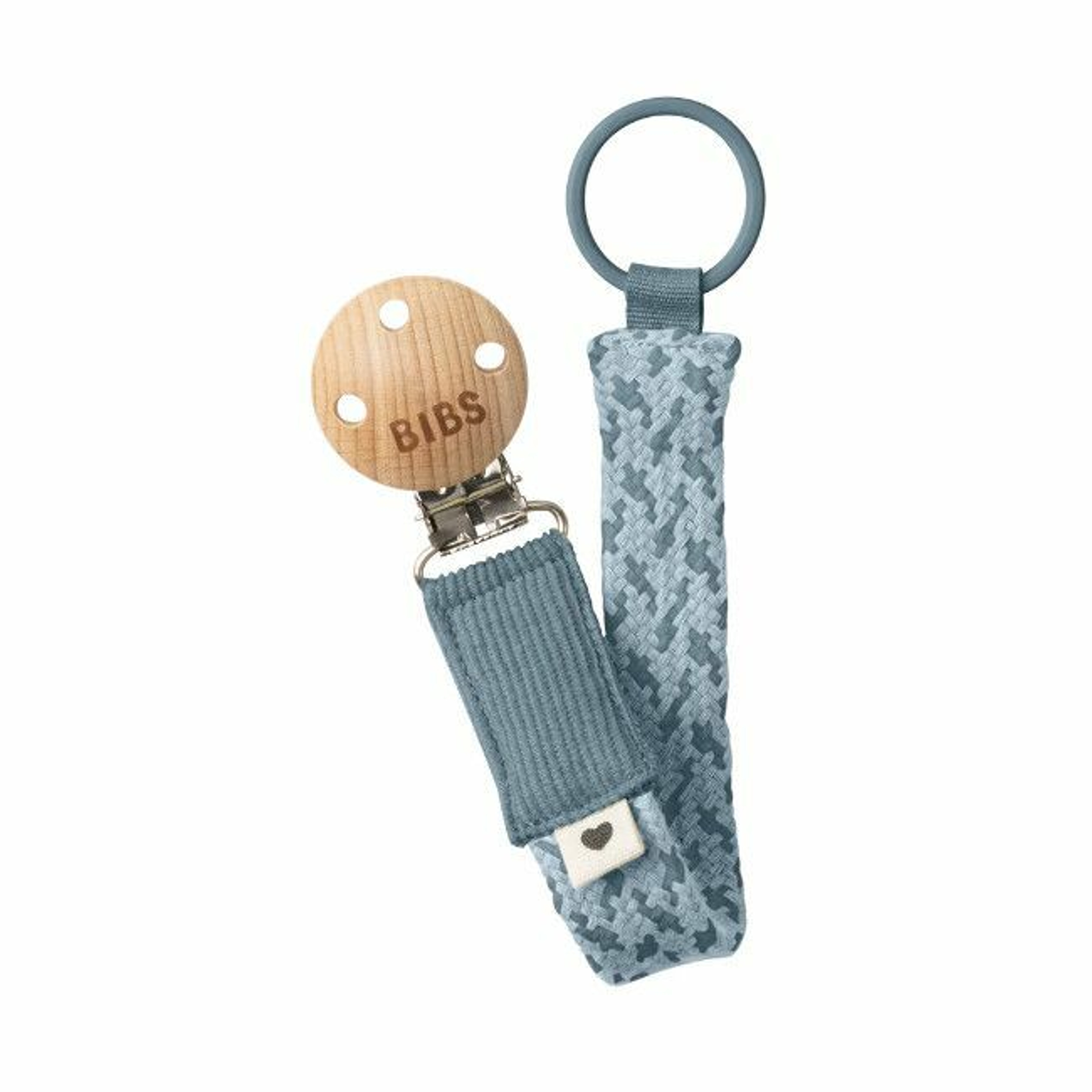 BIBS Braided Pacifier Clip Petrol/Baby Blue