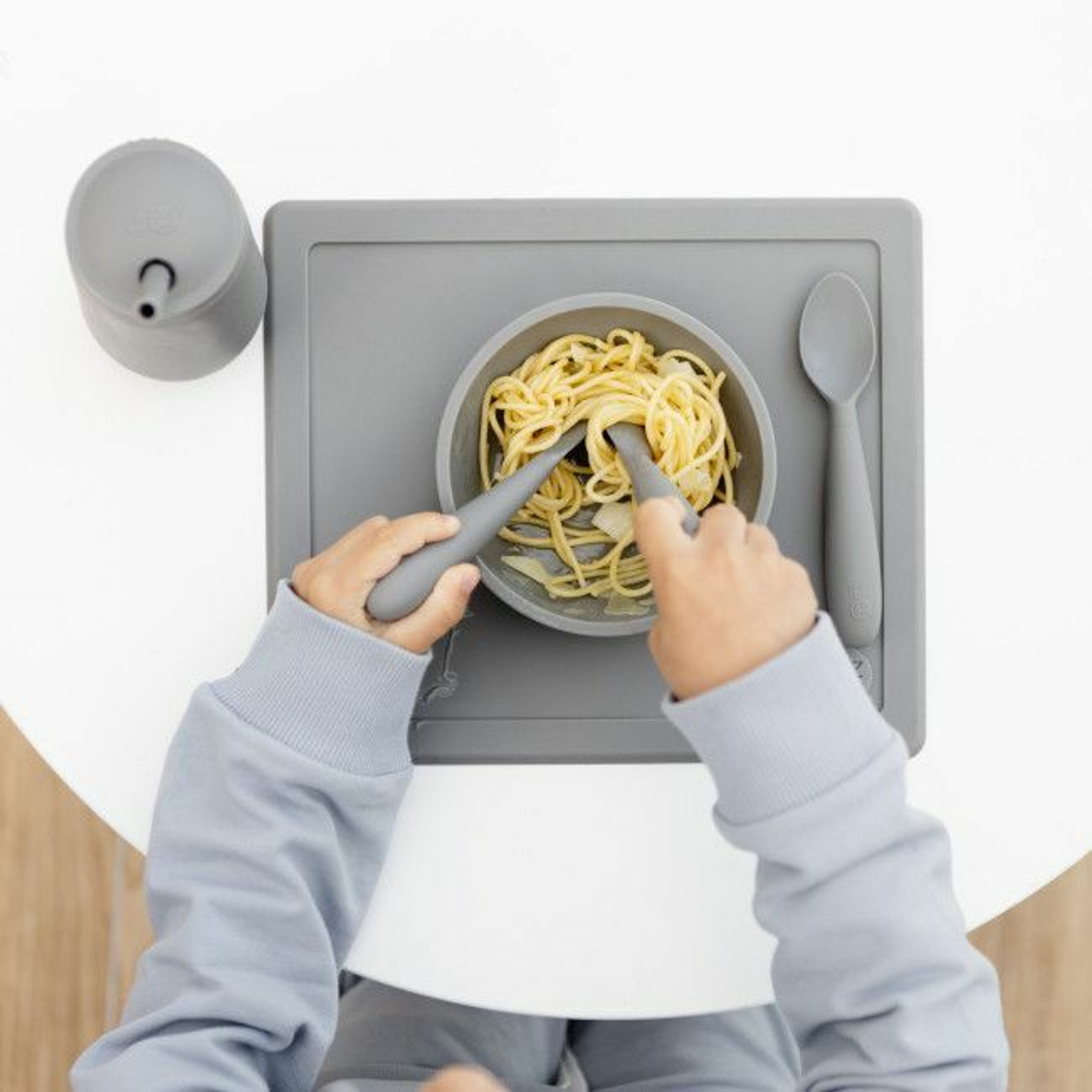 ezpz Pack de 3 Happy Utensils Cinza EUHUG005